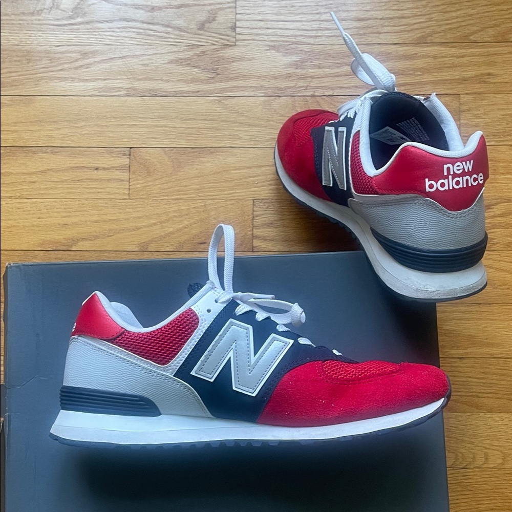 New Balance Red, White, and Navy Sneakers. Mens size 13. New Balance 574 - Picture 4 of 4